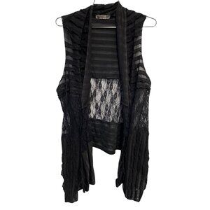 Y2K ModLand Paris Vest Size XL Sleeveless Sheer Open Asymmetrical Whimsigoth